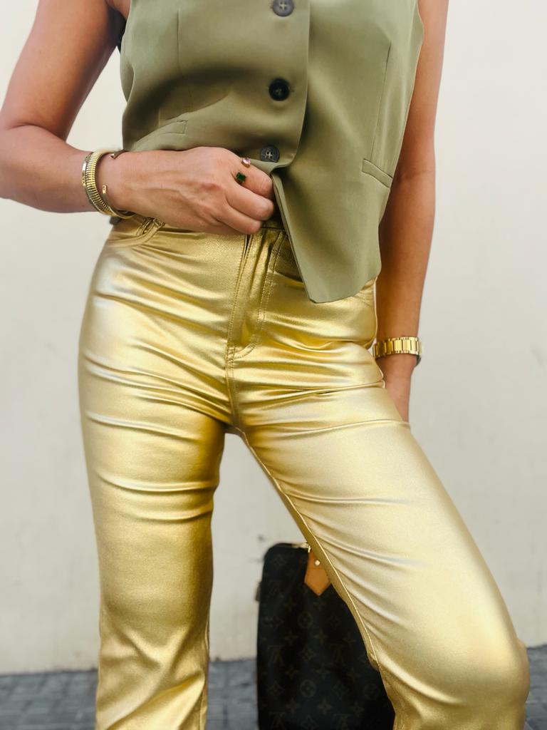 Gold straight pants