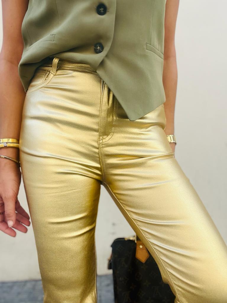 Gold straight pants