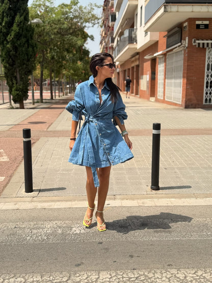 DENIM WRAP DRESS