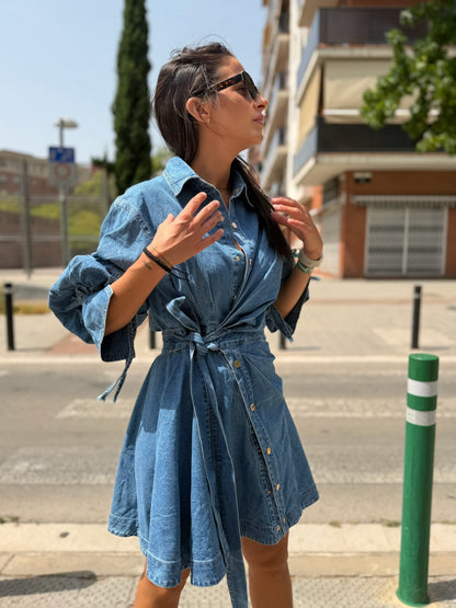 DENIM WRAP DRESS