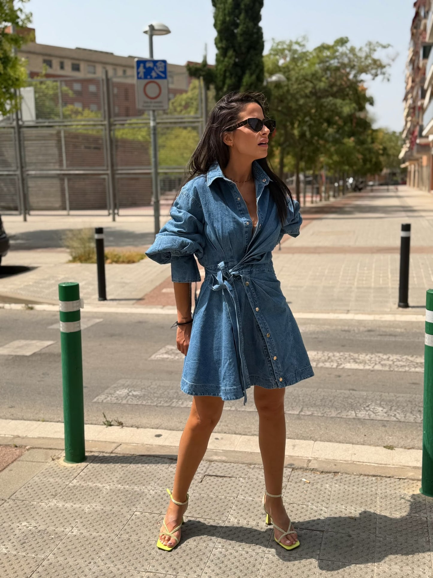 DENIM WRAP DRESS