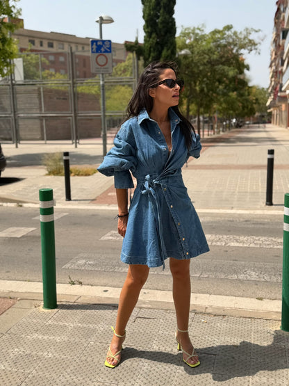 DENIM WRAP DRESS