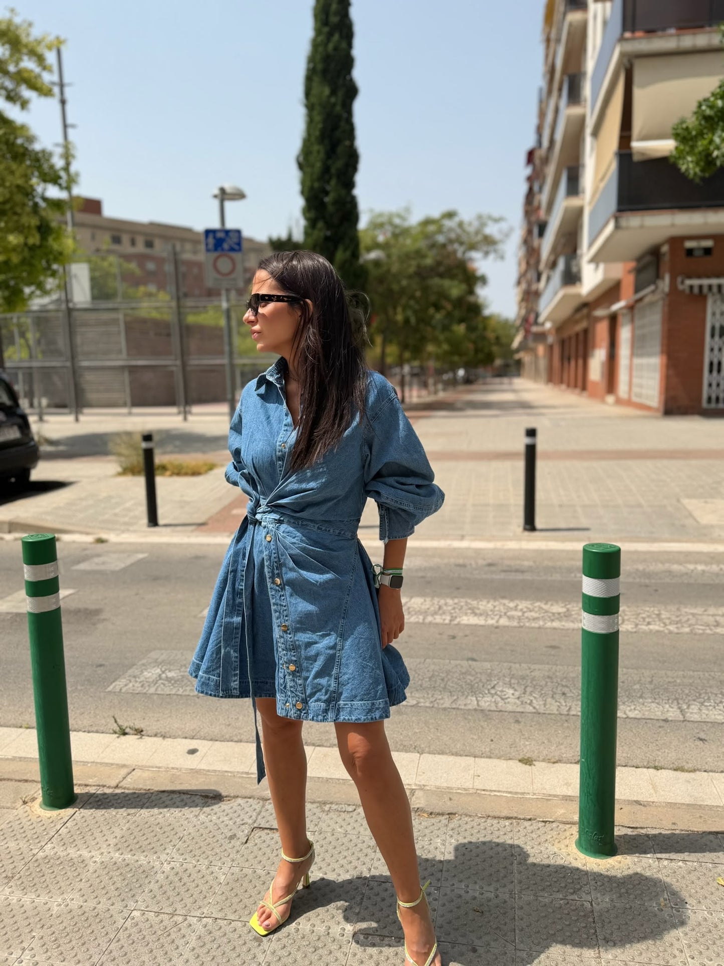 DENIM WRAP DRESS