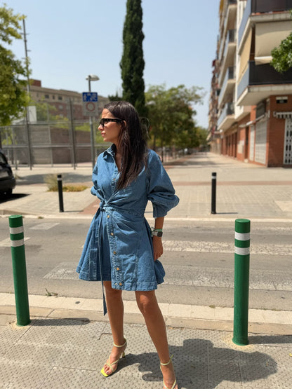 DENIM WRAP DRESS