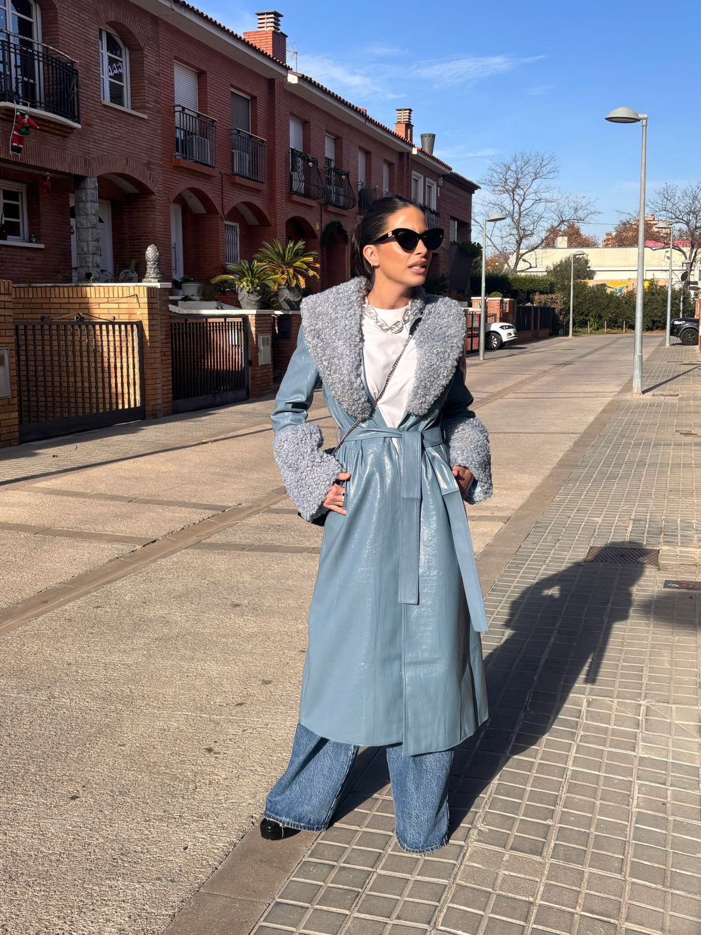 LISA FAUX LEATHER TRENCH