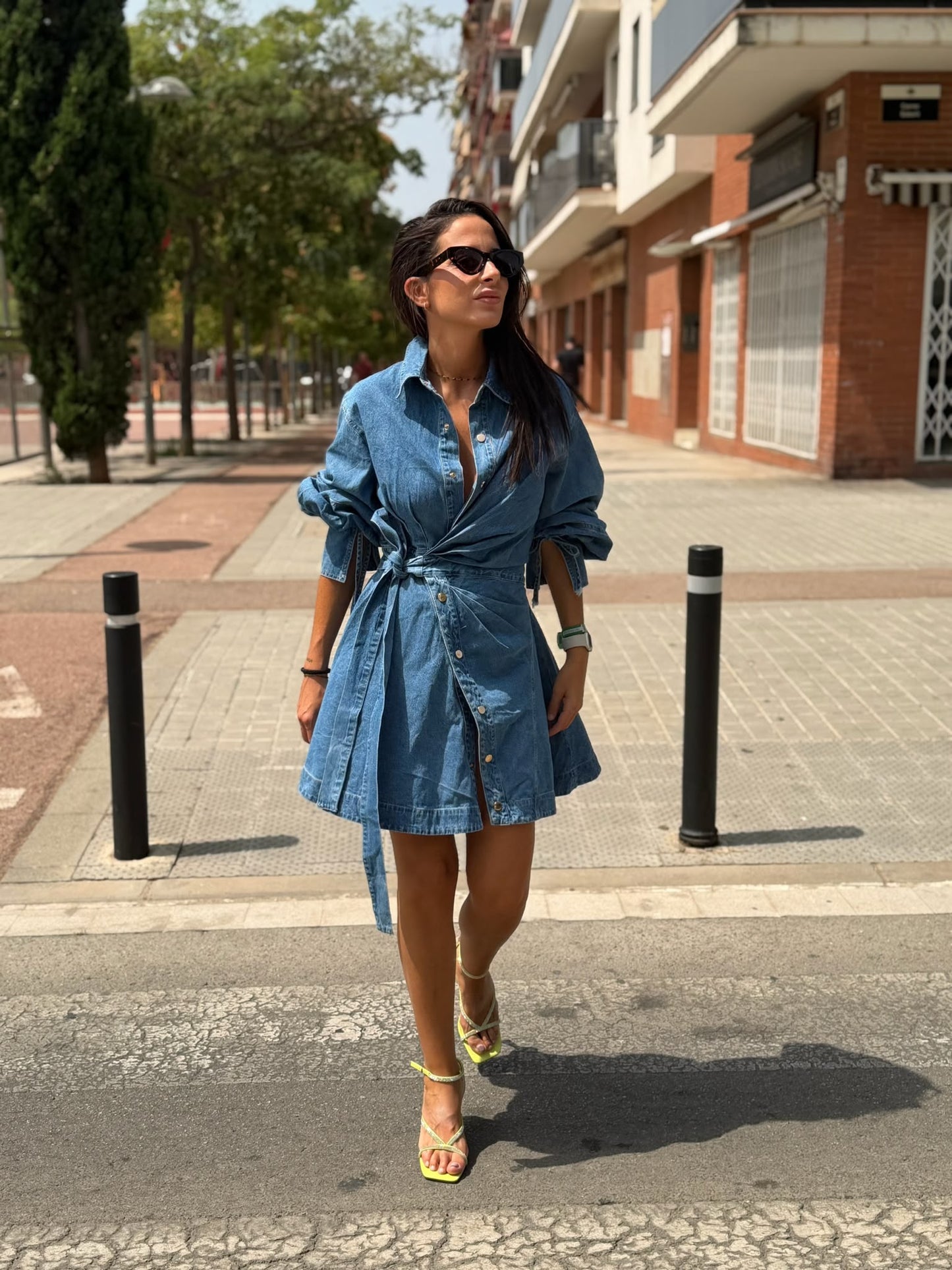 DENIM WRAP DRESS