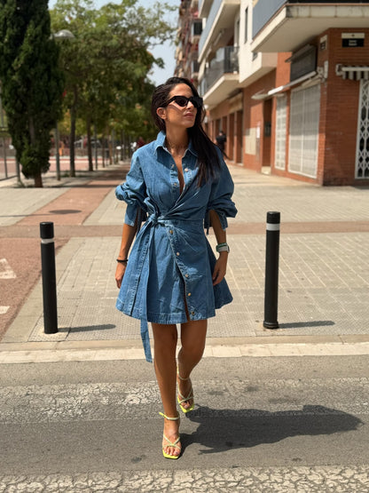 DENIM WRAP DRESS