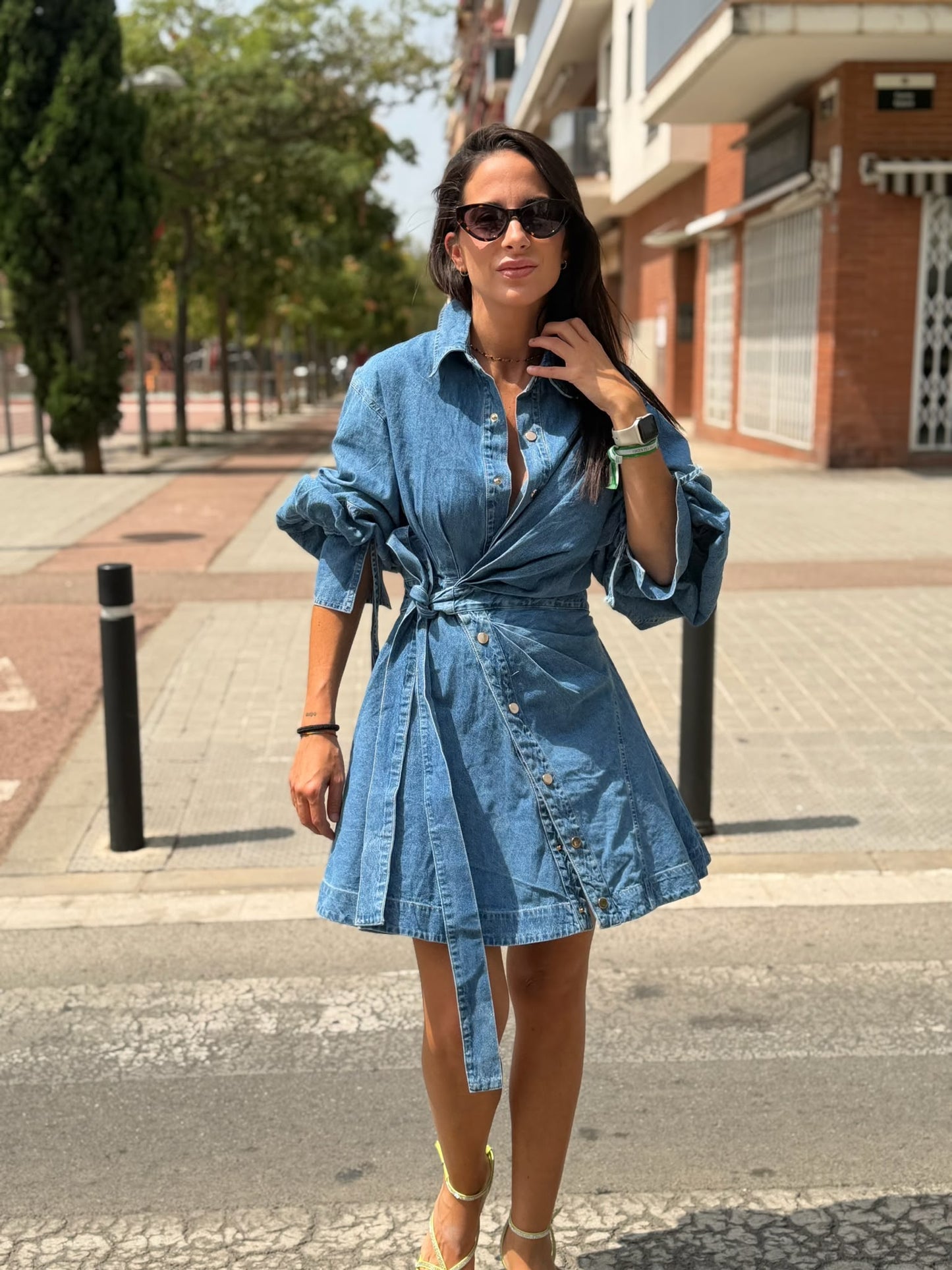 DENIM WRAP DRESS