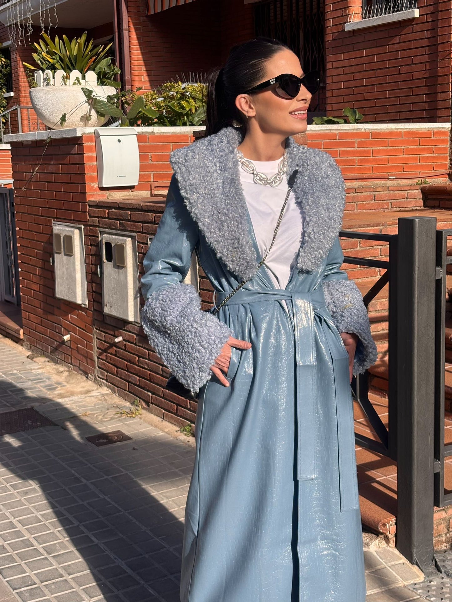 LISA FAUX LEATHER TRENCH