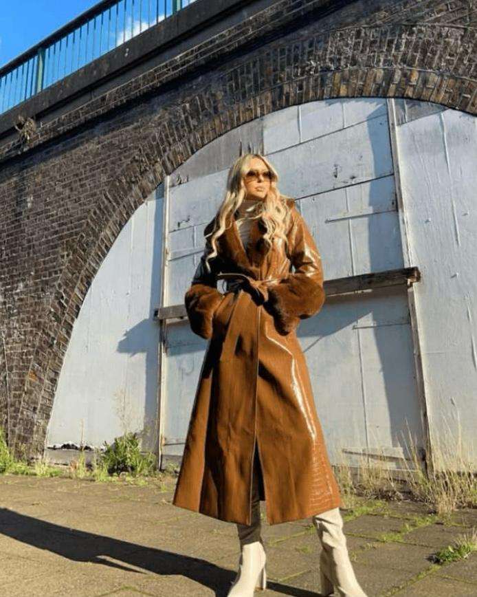 MARGARET FAUX LEATHER /FUR TRENCH