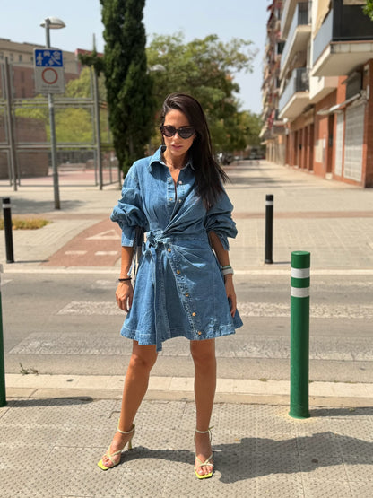 DENIM WRAP DRESS