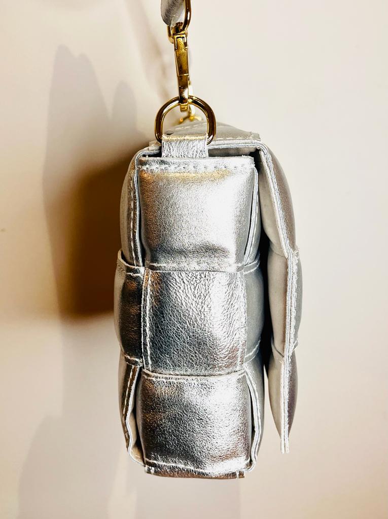 Silver casette leather medium bag